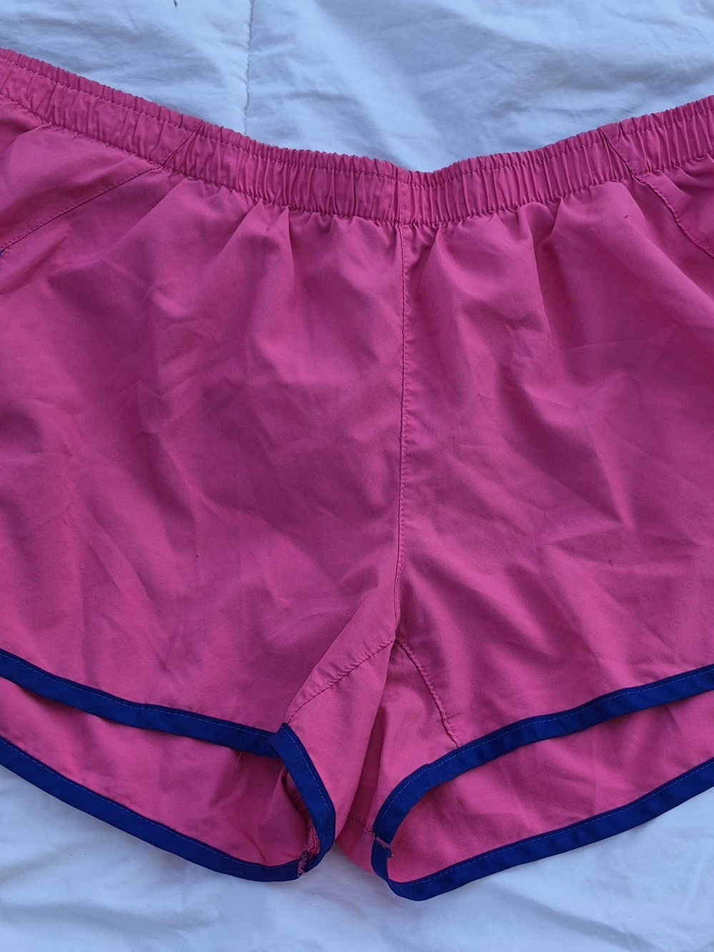 Nike Hot Pink Women's Running Shorts with Blue Trim